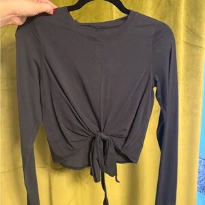 lululemon athletica Charcoal Long Sleeve Tie-Front Top